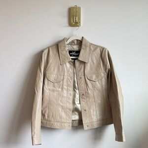 Vintage 90’s Maxima Women's Beige Leather Jacket